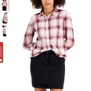 ❄️Style & Co Petite Plaid Boyfriend Shirt